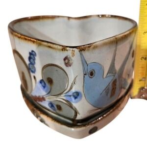 VTG‎ Tonala Mexico Ken Edwards Heart Shape Trinket Dish Planter Blue Bird SIGNED